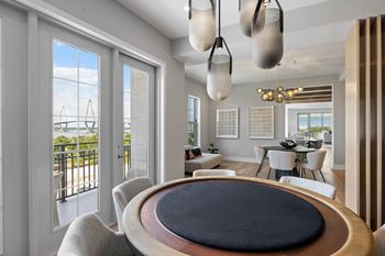 Game room with ping pong and poker tables